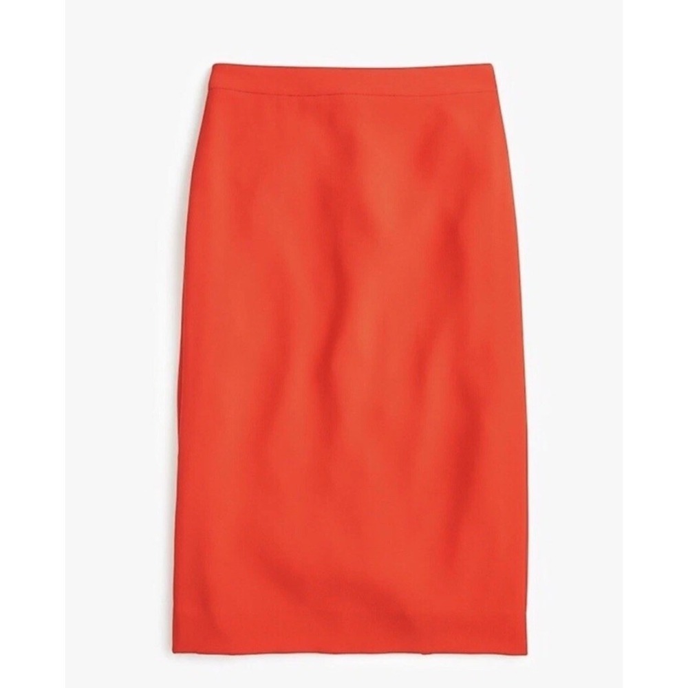 J.Crew‎ No. 2 Pencil Skirt Women's 4 Vibrant Flame Wool Double-Serge Classic NWT